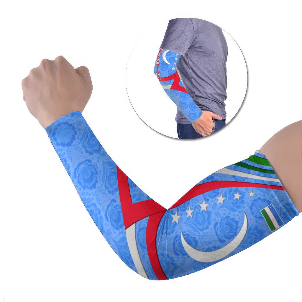 Uzbekistan Arm Sleeves with Crescent Star and Ornamental Swirl Design - Wonder Print Shop