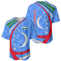 Uzbekistan Baseball Jersey with Crescent Star and Ornamental Swirl Design - Wonder Print Shop