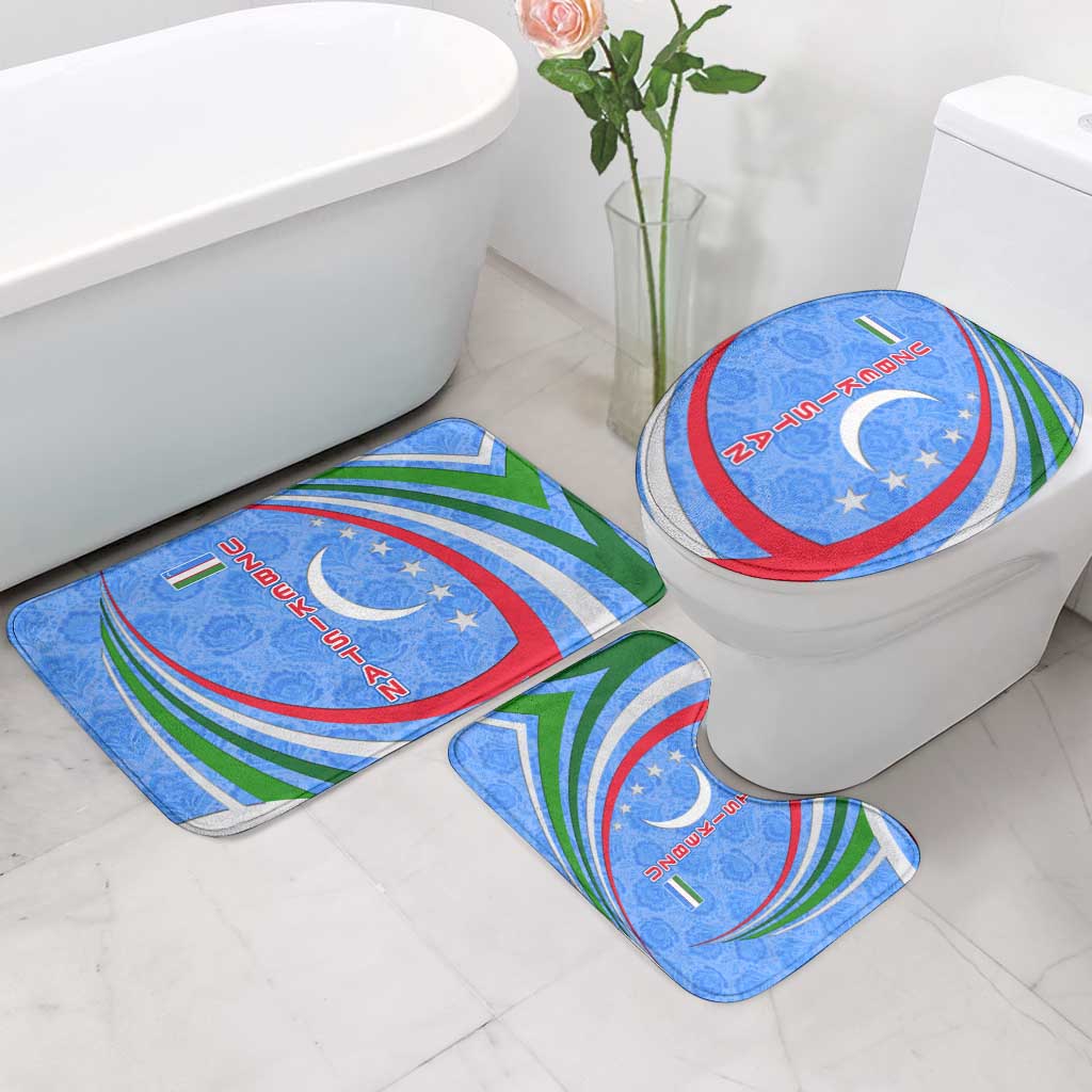 Uzbekistan Bathroom Set with Crescent Star and Ornamental Swirl Design - Wonder Print Shop