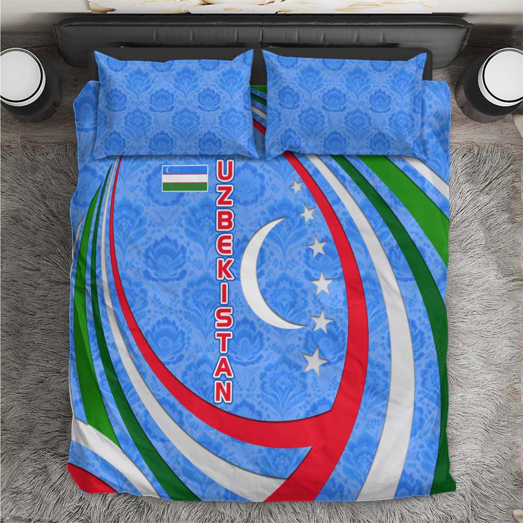 Uzbekistan Bedding Set with Crescent Star and Ornamental Swirl Design - Wonder Print Shop
