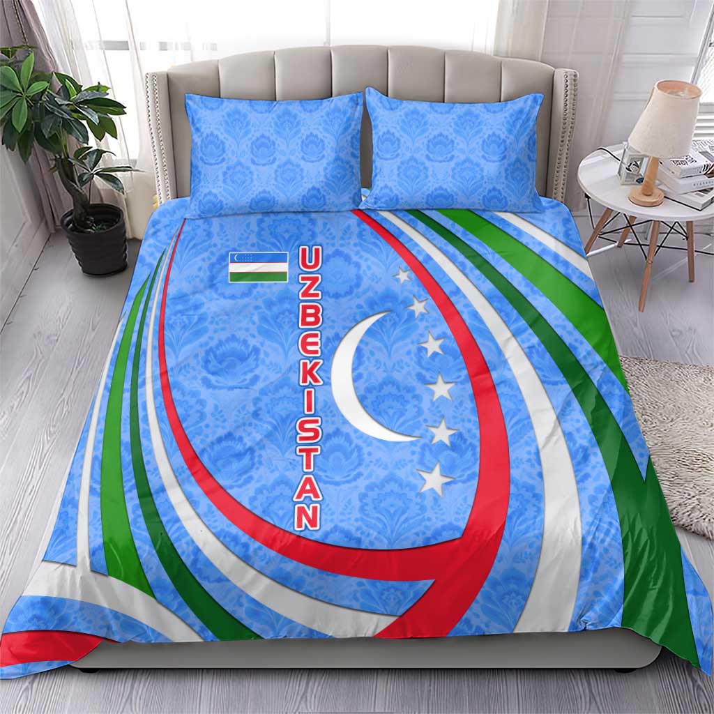 Uzbekistan Bedding Set with Crescent Star and Ornamental Swirl Design - Wonder Print Shop