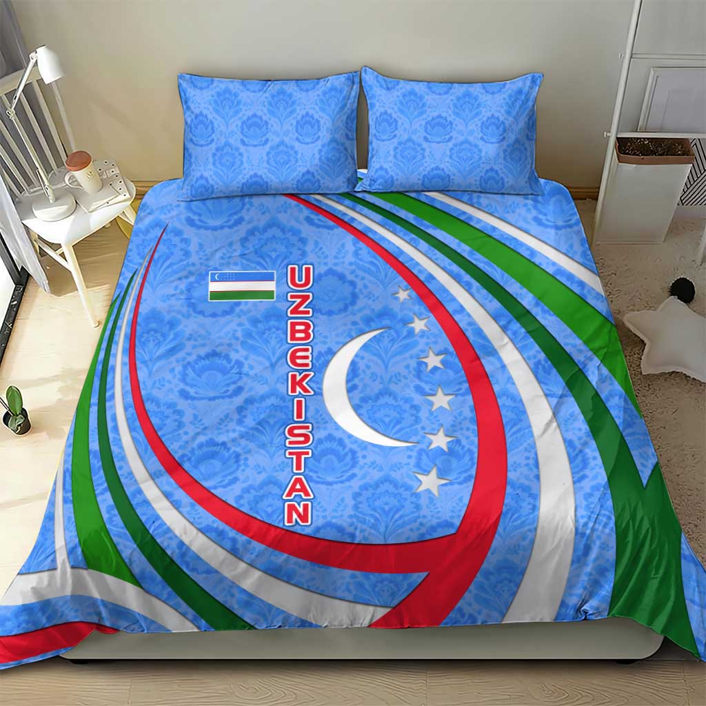 Uzbekistan Bedding Set with Crescent Star and Ornamental Swirl Design - Wonder Print Shop