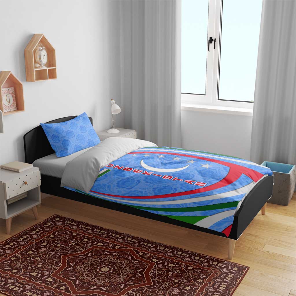 Uzbekistan Bedding Set with Crescent Star and Ornamental Swirl Design - Wonder Print Shop