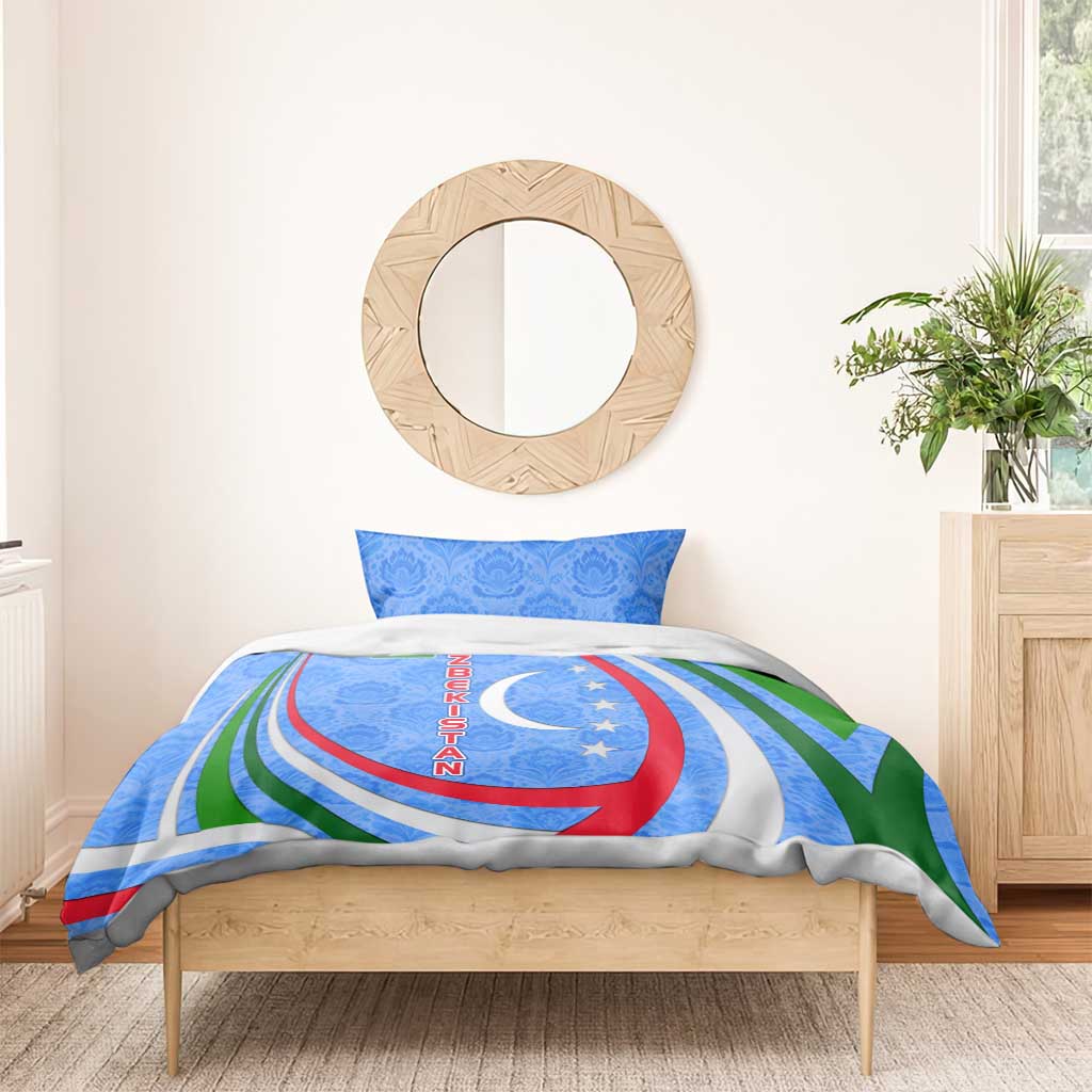 Uzbekistan Bedding Set with Crescent Star and Ornamental Swirl Design - Wonder Print Shop