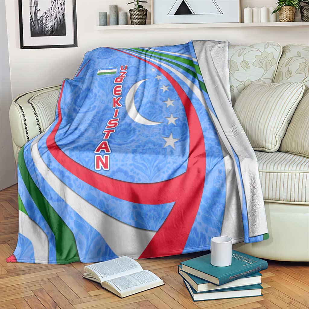 Uzbekistan Blanket with Crescent Star and Ornamental Swirl Design - Wonder Print Shop