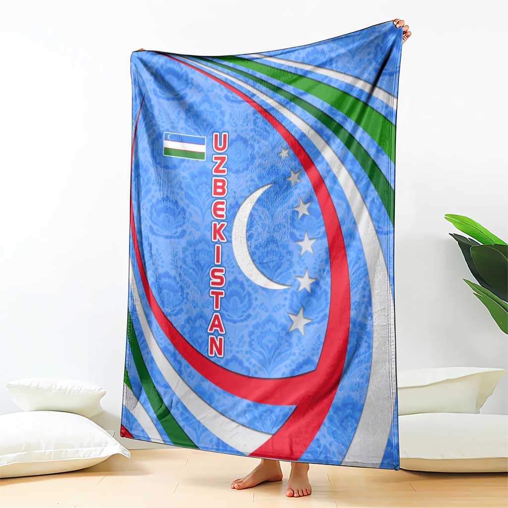 Uzbekistan Blanket with Crescent Star and Ornamental Swirl Design - Wonder Print Shop
