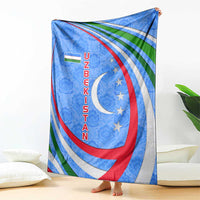 Uzbekistan Blanket with Crescent Star and Ornamental Swirl Design - Wonder Print Shop