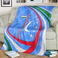 Uzbekistan Blanket with Crescent Star and Ornamental Swirl Design - Wonder Print Shop