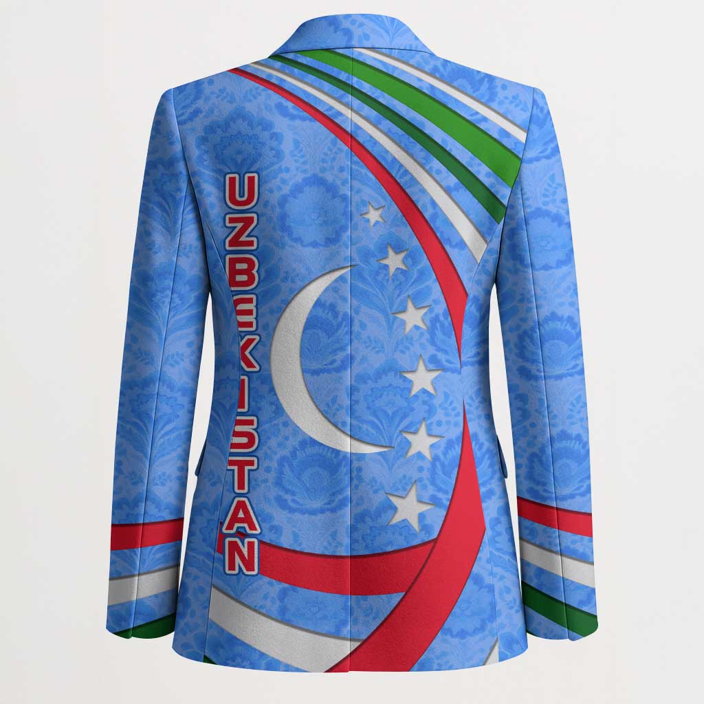 Uzbekistan Blazer with Crescent Star and Ornamental Swirl Design - Wonder Print Shop