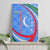 Uzbekistan Canvas Wall Art with Crescent Star and Ornamental Swirl Design - Wonder Print Shop