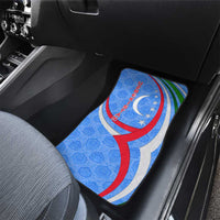 Uzbekistan Car Mats with Crescent Star and Ornamental Swirl Design - Wonder Print Shop