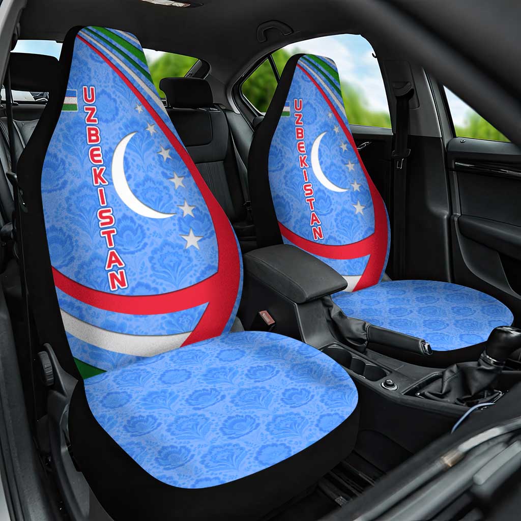 Uzbekistan Car Seat Cover with Crescent Star and Ornamental Swirl Design - Wonder Print Shop