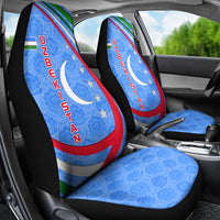 Uzbekistan Car Seat Cover with Crescent Star and Ornamental Swirl Design - Wonder Print Shop