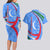 Uzbekistan Couples Matching Long Sleeve Bodycon Dress and Hawaiian Shirt with Crescent Star and Ornamental Swirl Design - Wonder Print Shop