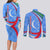 Uzbekistan Couples Matching Long Sleeve Bodycon Dress and Long Sleeve Button Shirt with Crescent Star and Ornamental Swirl Design - Wonder Print Shop