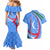 Uzbekistan Couples Matching Mermaid Dress and Hawaiian Shirt with Crescent Star and Ornamental Swirl Design - Wonder Print Shop