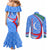 Uzbekistan Couples Matching Mermaid Dress and Long Sleeve Button Shirt with Crescent Star and Ornamental Swirl Design - Wonder Print Shop