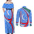 Uzbekistan Couples Matching Off Shoulder Maxi Dress and Long Sleeve Button Shirt with Crescent Star and Ornamental Swirl Design - Wonder Print Shop
