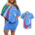 Uzbekistan Couples Matching Off Shoulder Short Dress and Hawaiian Shirt with Crescent Star and Ornamental Swirl Design - Wonder Print Shop
