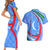 Uzbekistan Couples Matching Short Sleeve Bodycon Dress and Hawaiian Shirt with Crescent Star and Ornamental Swirl Design - Wonder Print Shop