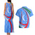 Uzbekistan Couples Matching Tank Maxi Dress and Hawaiian Shirt with Crescent Star and Ornamental Swirl Design - Wonder Print Shop