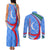 Uzbekistan Couples Matching Tank Maxi Dress and Long Sleeve Button Shirt with Crescent Star and Ornamental Swirl Design - Wonder Print Shop
