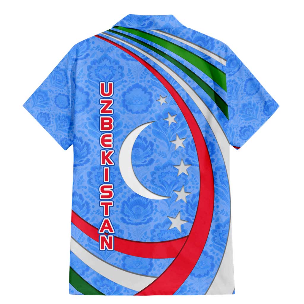 Uzbekistan Family Matching Mermaid Dress and Hawaiian Shirt with Crescent Star and Ornamental Swirl Design - Wonder Print Shop