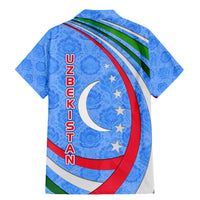 Uzbekistan Family Matching Mermaid Dress and Hawaiian Shirt with Crescent Star and Ornamental Swirl Design - Wonder Print Shop