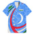 Uzbekistan Family Matching Off The Shoulder Long Sleeve Dress and Hawaiian Shirt with Crescent Star and Ornamental Swirl Design - Wonder Print Shop