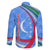 Uzbekistan Family Matching Off The Shoulder Long Sleeve Dress and Hawaiian Shirt with Crescent Star and Ornamental Swirl Design - Wonder Print Shop