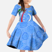Uzbekistan Family Matching Puletasi and Hawaiian Shirt with Crescent Star and Ornamental Swirl Design - Wonder Print Shop