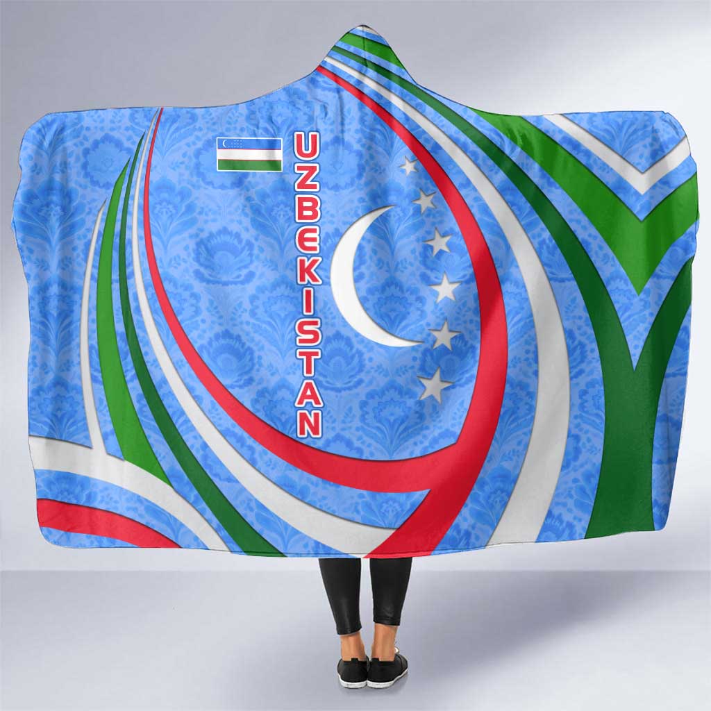 Uzbekistan Hooded Blanket with Crescent Star and Ornamental Swirl Design - Wonder Print Shop