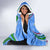 Uzbekistan Hooded Blanket with Crescent Star and Ornamental Swirl Design - Wonder Print Shop