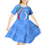 Uzbekistan Kid Short Sleeve Dress with Crescent Star and Ornamental Swirl Design - Wonder Print Shop