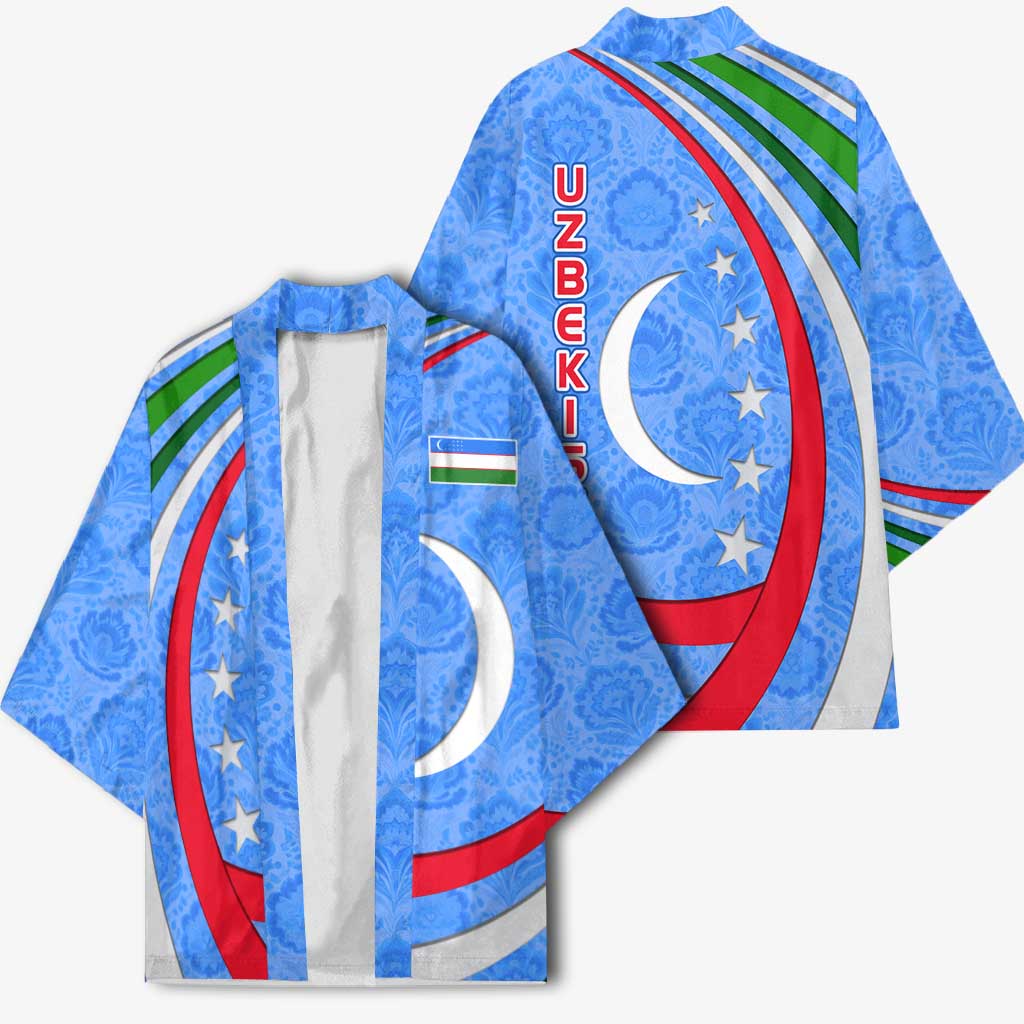 Uzbekistan Kimono with Crescent Star and Ornamental Swirl Design - Wonder Print Shop