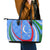 Uzbekistan Leather Tote Bag with Crescent Star and Ornamental Swirl Design - Wonder Print Shop