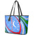 Uzbekistan Leather Tote Bag with Crescent Star and Ornamental Swirl Design - Wonder Print Shop