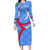 Uzbekistan Long Sleeve Bodycon Dress with Crescent Star and Ornamental Swirl Design - Wonder Print Shop