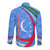 Uzbekistan Long Sleeve Button Shirt with Crescent Star and Ornamental Swirl Design - Wonder Print Shop