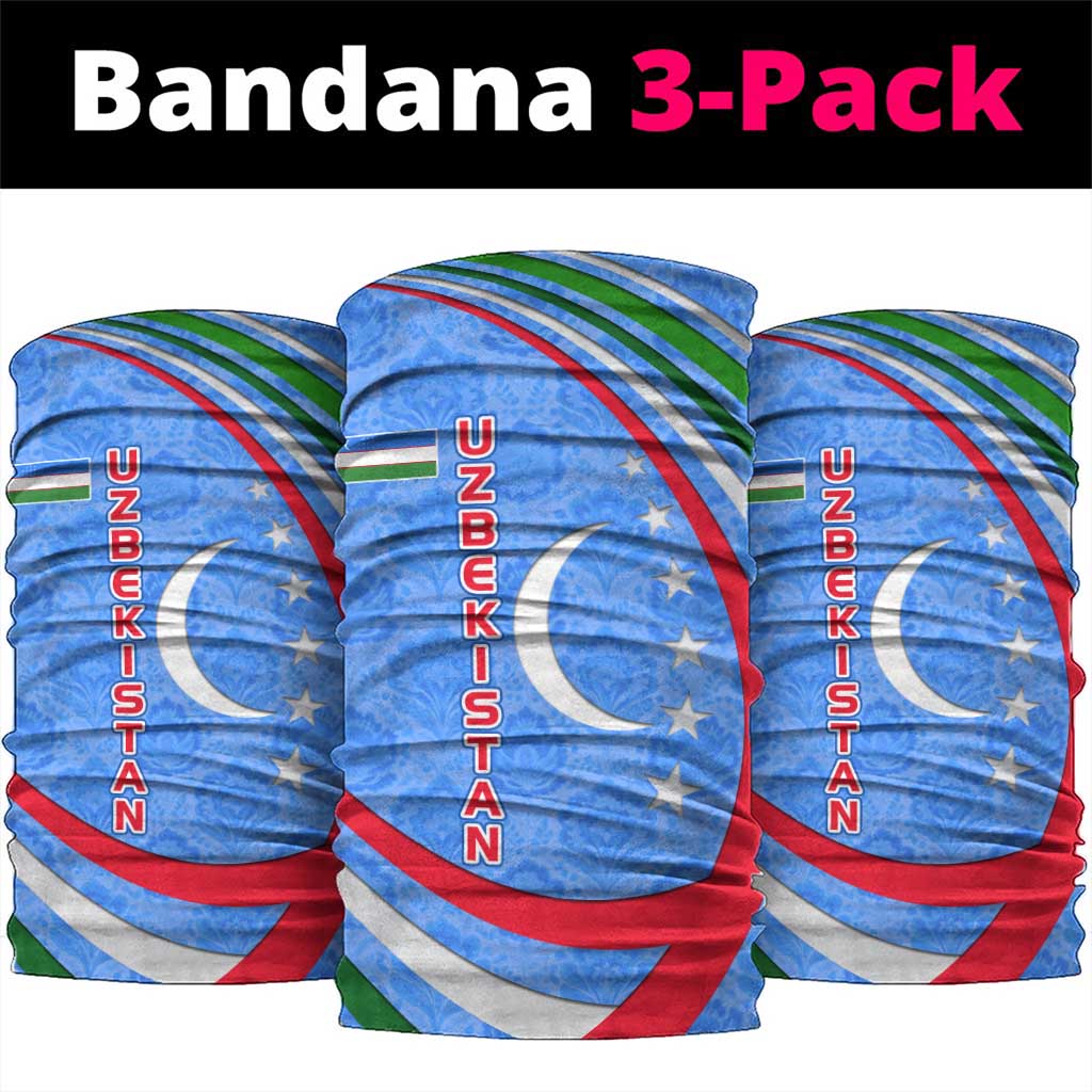 Uzbekistan Neck Gaiter with Crescent Star and Ornamental Swirl Design TS04