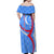 Uzbekistan Off Shoulder Maxi Dress with Crescent Star and Ornamental Swirl Design - Wonder Print Shop