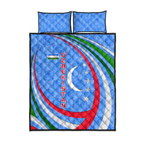 Uzbekistan Quilt Bed Set with Crescent Star and Ornamental Swirl Design - Wonder Print Shop