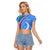Uzbekistan Raglan Cropped T Shirt with Crescent Star and Ornamental Swirl Design - Wonder Print Shop
