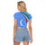 Uzbekistan Raglan Cropped T Shirt with Crescent Star and Ornamental Swirl Design - Wonder Print Shop