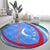 Uzbekistan Round Carpet with Crescent Star and Ornamental Swirl Design - Wonder Print Shop