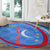 Uzbekistan Round Carpet with Crescent Star and Ornamental Swirl Design - Wonder Print Shop