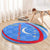 Uzbekistan Round Carpet with Crescent Star and Ornamental Swirl Design - Wonder Print Shop
