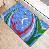 Uzbekistan Rubber Doormat with Crescent Star and Ornamental Swirl Design - Wonder Print Shop