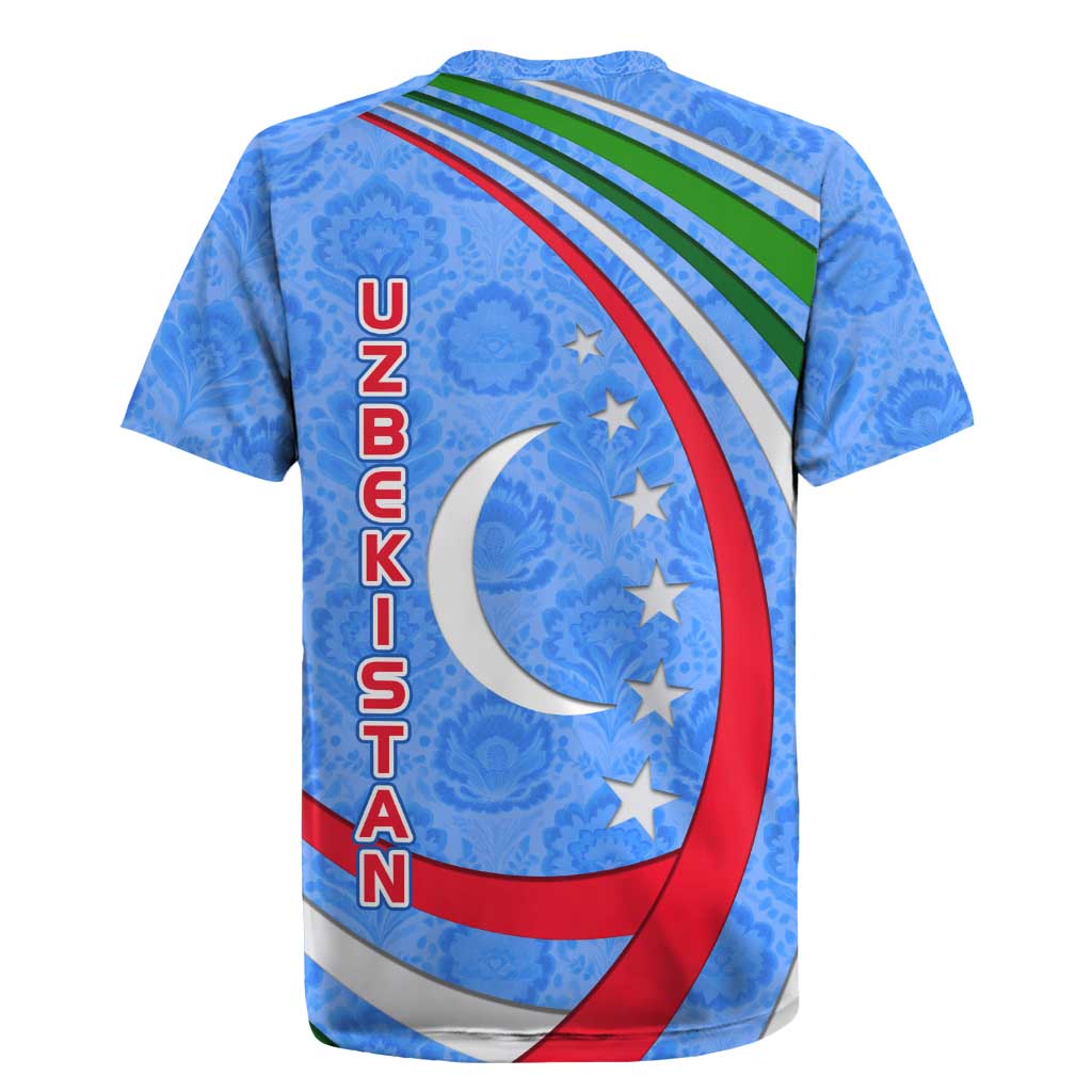 Uzbekistan Rugby Jersey with Crescent Star and Ornamental Swirl Design - Wonder Print Shop