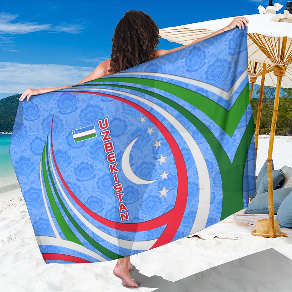 Uzbekistan Sarong with Crescent Star and Ornamental Swirl Design - Wonder Print Shop